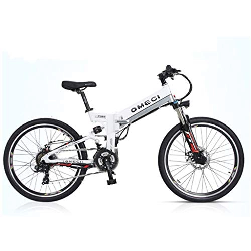 Electric Bike : YUNYIHUI Electric bike, 26-inch electric bike, folding mountain bike, (48V10ah 350W), double suspension and 21-speed Shimano, B-48V10ah