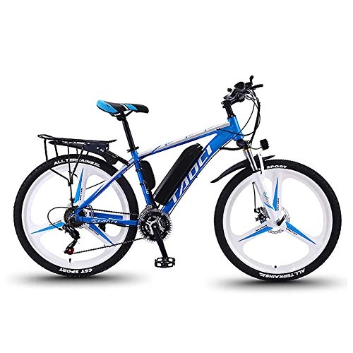 Electric Bike : YWEIWEI Electric Bikes For Adult, E Bike For Men, Mountain Bike Super Magnesium Alloy Ebikes Bicycles All Terrain, 26 36V 350W Removable Lithium-Ion Battery Bicycle, electric bike Blue-13AH / 90KM