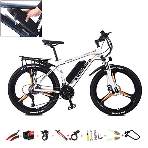 Electric Bike : YXYBABA 26'' Electric Mountain Bike 27 Speed 350W 36V 8A Lithium Battery Electric Bicycle for Adult Premium Full Suspension And Quality Gear, 3 Working Mode, White
