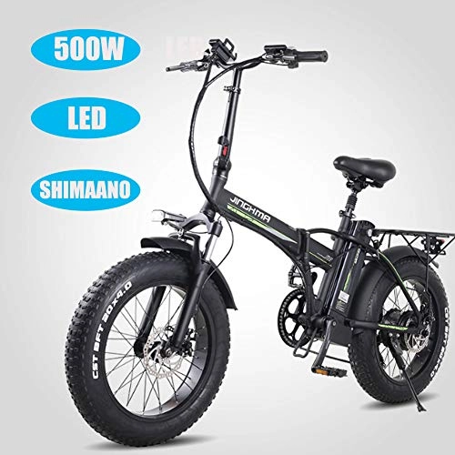 Electric Bike : YXYBABA Electric Bike for Adults Teens Folding Electric Mountain Bike 500W Motor 7 Speed Derailleur 3 Mode LCD Display 20" Wheels 4 Inch Fat Tires for Urban Commuter Outdoor