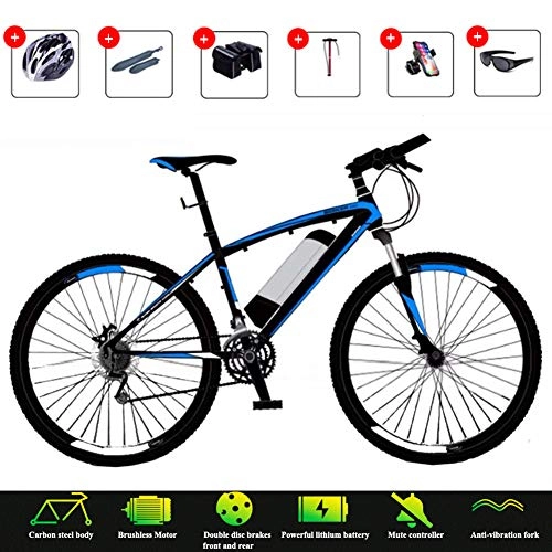 Electric Bike : YXYBABA Electric Bikes for Adult High Carbon Steel Ebikes Bicycles All Terrain, 26" 36V 250W Removable Lithium-Ion Battery Mountain Ebike, for Mens Outdoor Cycling Travel Work Out And Commuting, Blue