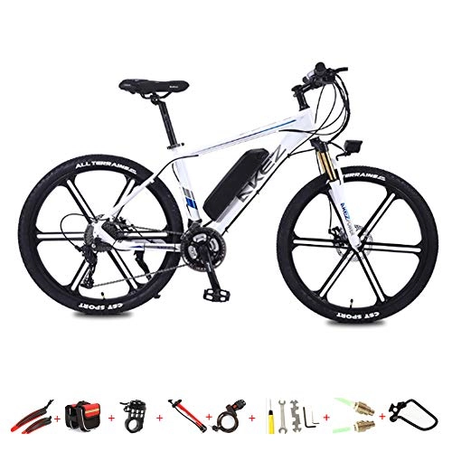 Electric Bike : YXYBABA Mountain Bike Electric for Adult 26" 36V 350W 10Ah Detachable Lithium Ion Battery Smart Ebike Electric Bike 27 Speed Gear And Three Working Modes, White