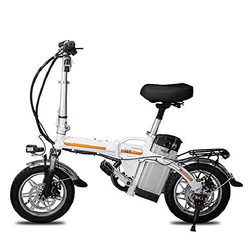 Electric Bike : YXZNB Electric Bicycle, 14", Folding Electric Bicycle with 48V 400W / 20A Lithium Ion Battery, City Mountain Bike Booster 130-260KM, White