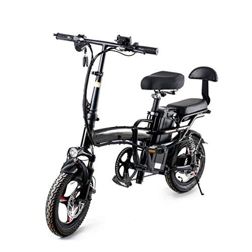 Electric Bike : YXZNB Electric Bicycle Can Be Folded, 14-Inch Tire Motor 400W, 48V 25Ah Rechargeable Lithium Battery, Seat Can Be Turned Over Three Modes of Portable Folding Bicycle