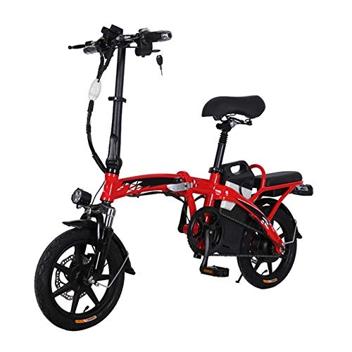 Electric Bike : YXZNB Electric Bicycle, City Commuting Folding Electric Bicycle, Maximum Speed 20Km / H, 14" Rechargeable Lithium Battery 350W / 8A, Neutral Bicycle, Red