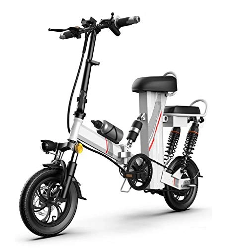 Electric Bike : YXZNB Electric Bicycle, Lightweight 12-Inch Tire 350W Foldable Electric Bicycle 25AH Lithium Battery 3 Riding Modes, White