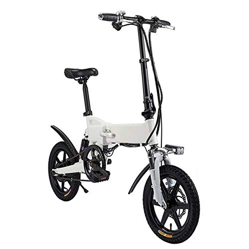 Electric Bike : YYD Ebike, Foldable Electric Bike with Front LED Light for Adult Road Bike Mini Bicycle Bicycle, White