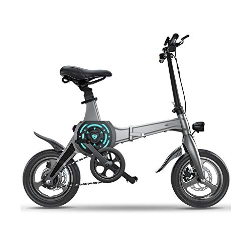 Electric Bike : YYD Electric Bike Folding Body Fashion & Smart E-Bike, 36V 250W Rear Engine Electric Bicycle, Gray, 18AH