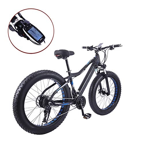 Electric Bike : YZT QUEEN Electric Bikes, 27-Speed Adult Aluminum Alloy Mountain Gold Bicycle Thick Wheel Snowmobile, 26" 36V 10AH 350W Hidden Removable Lithium Battery Bicycle, Black