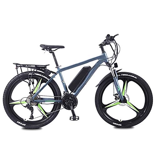 Electric Bike : YZT QUEEN Electric Bikes, 27-Speed Electric Mountain Bike Adult Mountain Bike, Magnesium Alloy Three-Knife Integrated Wheel, 26 Inch 36V 350W Removable Lithium Battery Electric Bike, Green, 36V13AH