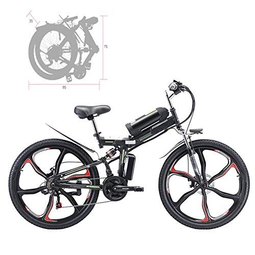 Electric Bike : YZT QUEEN Mountain Bikes, 26-Inch 21-Speed Folding Mountain Electric Bike for Adults, 350W 48V 8AH Removable Lithium Battery Mountain Bike for Outdoor Travel