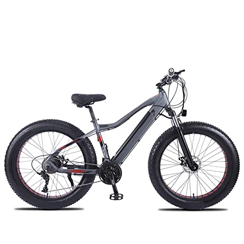 Electric Bike : YZT QUEENS Electric Bike 26" 4.0 Off-Road Fat Tire E-Bike 48V 10Ah Removable Hidden Lithium Battery 750W Motor 27 Speed Adult Electric Mountain Bike, Gray
