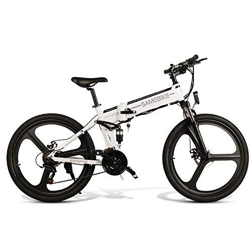 Electric Bike : zawq 26"Folding Ebike Outdoor Cycling For Men&women Electric Mountain Bike 48v10ah Removeable Battery Magnesium Alloy Rim Commuting Ebike 500W Motor-WHITE