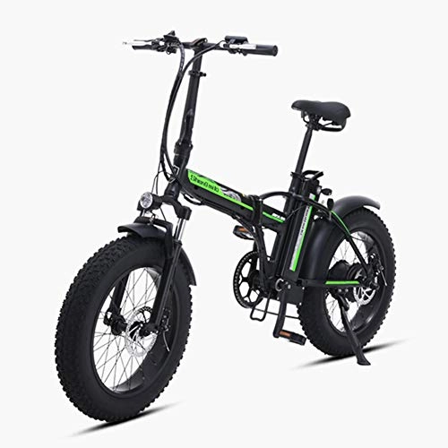 Electric Bike : ZBB 500W Electric Foldable Bicycle Mountain Snow E-bike Road Cycling 15Ah 48V Lithium Battery 20 inch Fat Tire 7 Variable Speed with Dual Disk Brakes Up To 100 Kilometer, Black