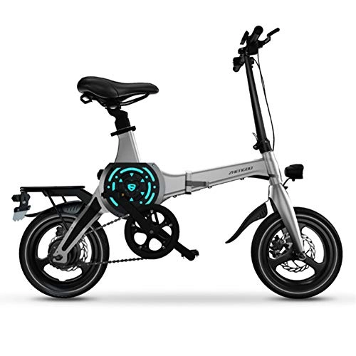 Electric Bike : ZBB Electric Bicycle 14 Inch Portable Folding Electric Mountain Bike for Adult with 36V Lithium-Ion Battery E-bike 400W Powerful Motor Suitable for Adult Easy to Store in Car, Gray, 30KM