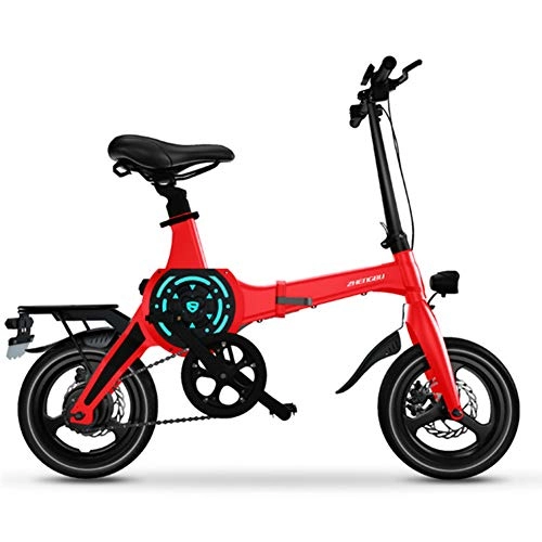 Electric Bike : ZBB Electric Bicycle 14 Inch Portable Folding Electric Mountain Bike for Adult with 36V Lithium-Ion Battery E-bike 400W Powerful Motor Suitable for Adult Easy to Store in Car, Red, 30KM