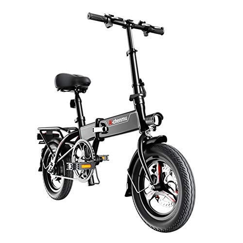 Electric Bike : ZBB Electric Bicycles Lightweight Magnesium Alloy Material Folding Portable Easy to Store E-Bike 36V Lithium Ion Battery with Pedals Power Assist 14 inch Wheels 280W Powerful Motor, Black, 40to60KM