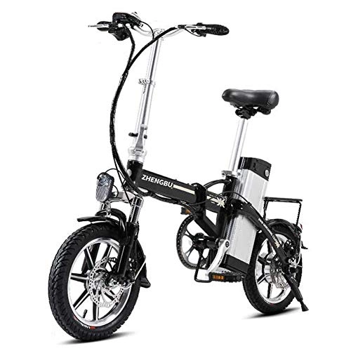 Electric Bike : ZBB Electric Bike Folding for Adults Women Men Electric Commuter Bike with Removable New Third-generation Lithium Battery Maximum Speed 20KM / H 36V Black, Black