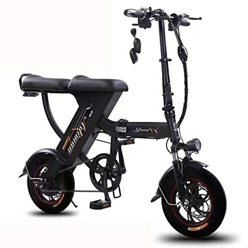 Electric Bike : ZBB Electric Bike Folding High-carbon Steel Electric E-bike For Adults Women Men 48V Lithium Battery, Speed 20-30KM / h, 350 W Brushless Motor Load capacity of 550 lbs, Black, 110to150KM