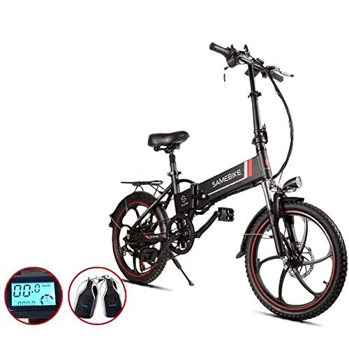 Electric Bike : ZBB Electric Bikes Bicycle For Adults 350W Foldable Speed Up To 35KM / H With 60-80KM Long-Range Battery 20 Inches Tire 180 kg Max Load with Seat LED Light, Black