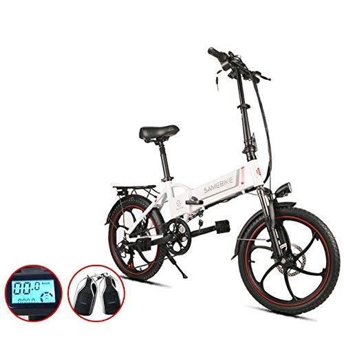 Electric Bike : ZBB Electric Bikes Bicycle For Adults 350W Foldable Speed Up To 35KM / H With 60-80KM Long-Range Battery 20 Inches Tire 180 kg Max Load with Seat LED Light, White