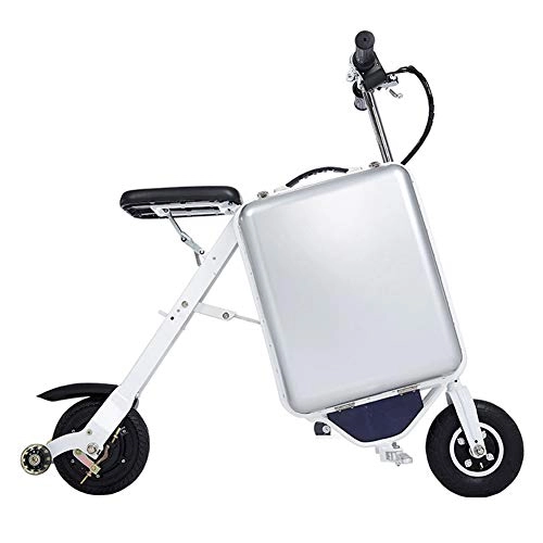 Electric Bike : ZBB Folding Electric Bike - Portable and Easy to Store in Caravan, Electric Suitcase Charge Lithium-Ion Battery and Silent Motor E-Bike LCD Electricity Display, Gray, 35to40KM