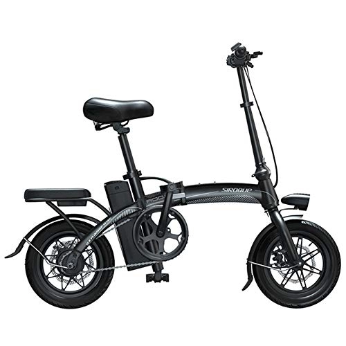 Electric Bike : ZBB Folding Electric Bike - Portable and Easy to Store Lithium-Ion Battery and Silent Motor E-Bike Thumb Throttle with LCD Speed Display Max Speed 35 km / h Disc Brakes, Black, 70to150KM