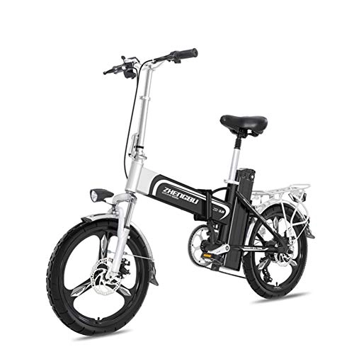 Electric Bike : ZBB Folding Lightweight Electric Bike, 16" Wheels Portable Ebike with Pedal, 400W Power Assist Aluminum Electric Bicycle Max Speed Up to 25 Mph Black, 60KM