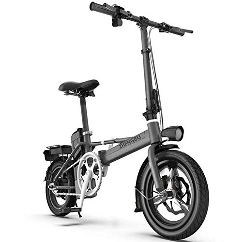 Electric Bike : ZBB Folding Lightweight Electric Bike, 400W High Performance Rear Drive Motor, Power Assist Aluminum Electric Bicycle Max Speed Up to 20 Mph Black, 120KM
