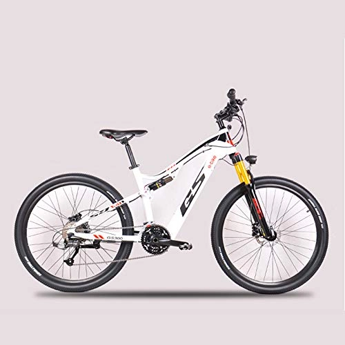 Electric Bike : ZDK 27.5 inch electric soft tail off-road bike hidden lithium battery electric mountain bike air shock 27 speed, Gray yellow, 9S