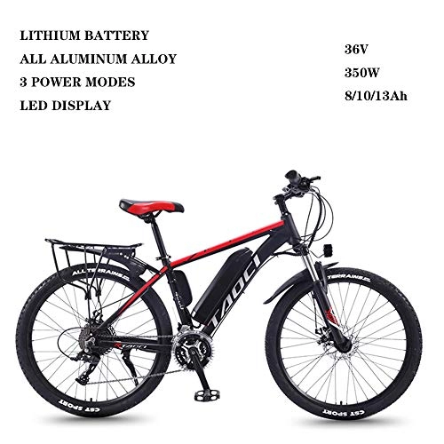 Electric Bike : ZFY 26 Inch Electric Bikes For Adult, Magnesium Alloy Ebikes Bicycles All Terrain, 36V 350W Removable Lithium-Ion Battery Mountain Ebike, Red-8AH50km