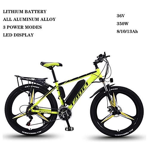 Electric Bike : ZFY Electric Bikes For Adult, 36V 350W Removable Lithium-Ion Battery Mountain Ebikeelectric Bike Adult Electric Bicycle Aluminum Alloy Bike Outdoor Ebike, Yellow-8AH50km