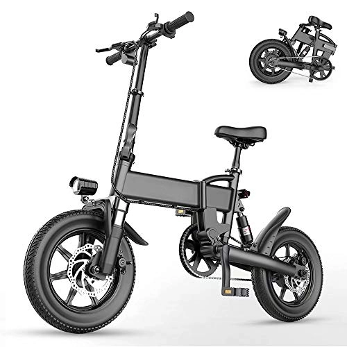 Electric Bike : ZH Electric Bikes for Adults, 14" Lightweight Folding E Bike, 250W 36V 7.8Ah Removable Lithium Battery, City Bicycle Max Speed 15.5mph with 3 Riding Modes