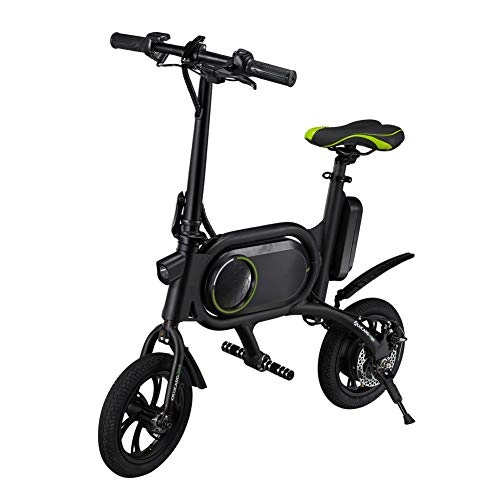Electric Bike : zhangfengjiao 12-inch Electric Bicycle, 350W Portable Folding Electric Car with Dual Disc Brakes, 200 Lumen Headlights and Taillights
