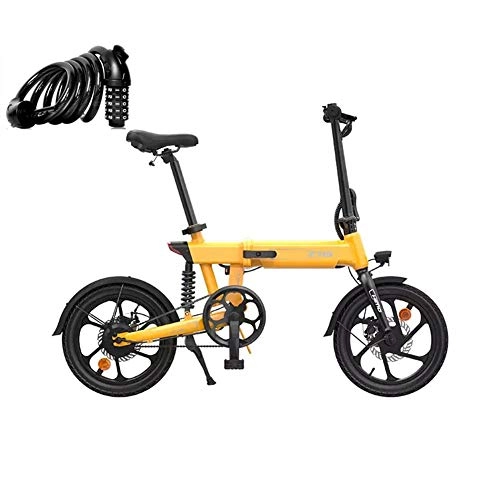 Electric Bike : ZHaoZC Electric Bike Foldable, 10 Ah Folding E-bike, Max Speed 25km / h, 16'' Super Lightweight, 36V Rechargeable Lithium Battery, Seat Adjustable, Portable Folding Bicycle, Yellow