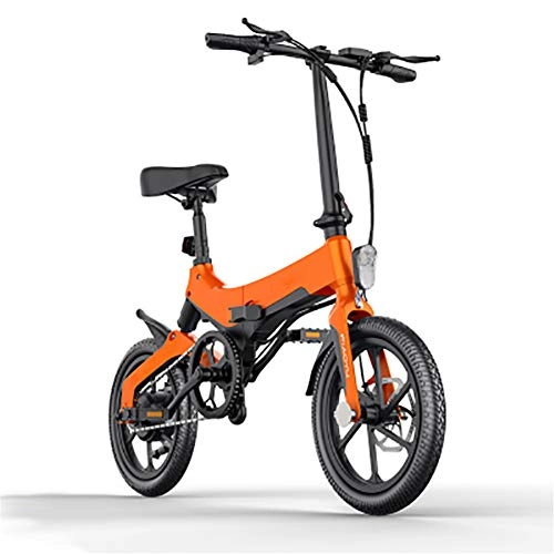 Electric Bike : ZHaoZC Electric Bike Foldable, 5.2 Ah Folding E-bike, Max Speed 25km / h, 16'' Super Lightweight, 36V Rechargeable Lithium Battery, Seat Adjustable, Portable Folding Bicycle, Orange