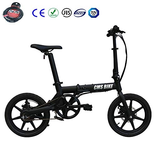 Electric Bike : Zhixing Foldable Smart Electric Mountain Bike 16" Citybike Commuter Bike with 36V 7.8Ah Removable Lithium Battery 5 Speed LCD Display Disc Brakes PAS Hall Current Sensor Auto cruise system, Black