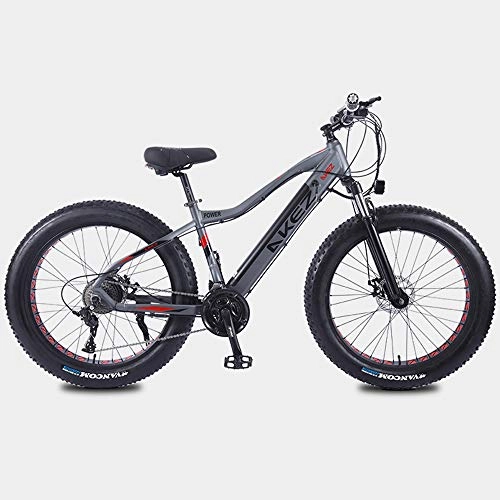 Electric Bike : ZHXH Factory Outlet 26 Inch 27 Speed Electric Snow Bike Beach Fat Tire Aluminum Alloy Electric Bicycle 10Ah Lithium Battery Ebike, 03