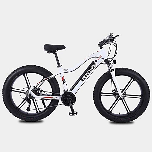 Electric Bike : ZHXH Factory Outlet 26 Inch 27 Speed Electric Snow Bike Beach Fat Tire Aluminum Alloy Electric Bicycle 10Ah Lithium Battery Ebike, 04