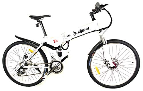 Electric Bike : Zipper Bikes Z4 21-Speed Folding Electric Mountain Bike 26" - White