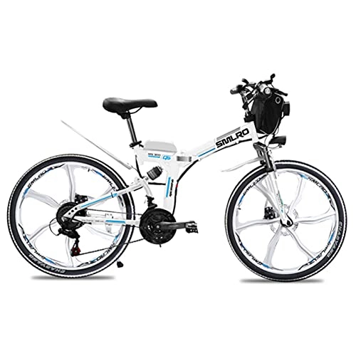 Electric Bike : ZISITA Electric Bicycle Ebike Adults Bike26 48V 500W Motor 10 AH Removable Lithium Battery Shimano 9 Speeds, White