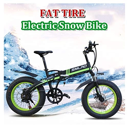 Electric Bike : ZJGZDCP 350W Electric Bike Fat Tire Snow Mountain Bike 48V 10Ah Removable Battery 35km / h E-bike 26inch 7 Speed adult Man Foldign Electric Bicycle(color:green) (Color : GREEN, Size : 36V-8Ah)