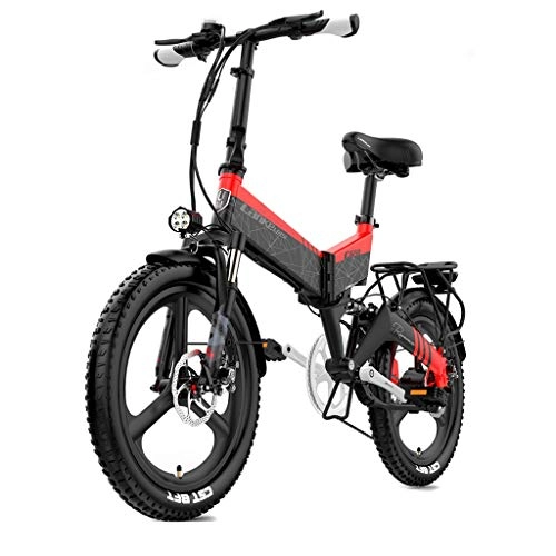 Electric Bike : ZJGZDCP Adult 400W Electric Mountain Bike 7 Speeds Beach Cruiser Snow Mountain Electric Bicycle Full Suspension City Commute Mountain E-Bike (WHITE) (Color : Red, Size : 48V / 10.4AH)