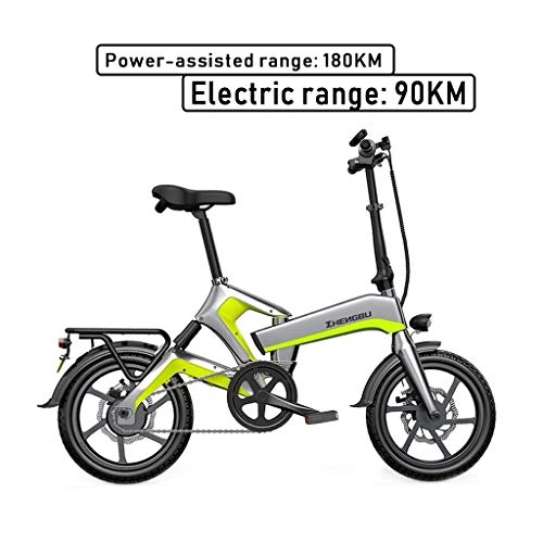 Electric Bike : ZJGZDCP E-bike Lightweight hybrid City Sports Outdoor Cycling Commuting folding adults male woman female juvenile young person Removable Large Capacity Lithium-ion battery (Color : Green)