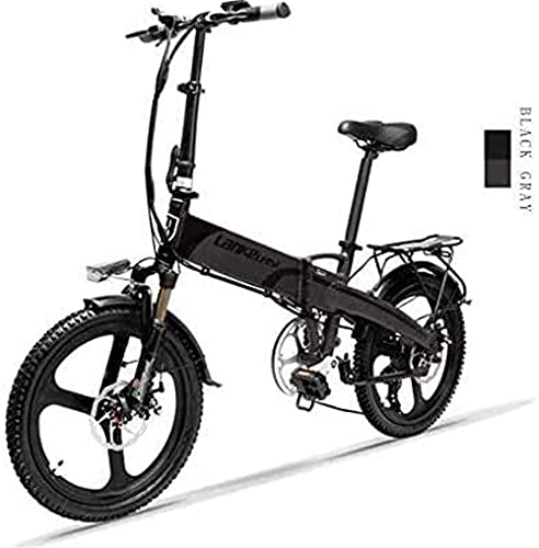 Electric Bike : ZJZ 20-inch Folding Electric Bike 48V 240W 12.8Ah Lithium Battery City Bicycle 7 Speed E-Bikes 5 Speed Adult Male and Female Mini Mountain Bike With Anti-theft Device