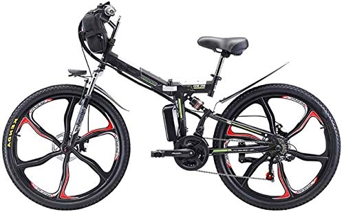 Electric Bike : ZJZ 26'' Folding Electric Mountain Bike, 350W Electric Bike with 48V 8Ah / 13AH / 20AH Lithium-Ion Battery, Premium Full Suspension And 21 Speed Gears