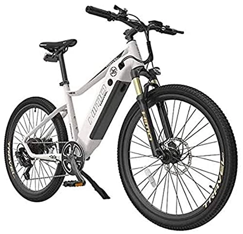 Electric Bike : ZJZ 26 Inch Electric Mountain Bike for Adult with 48V 10Ah Lithium Ion Battery / 250W DC Motor, 7S Variable Speed System, Lightweight Aluminum Alloy Frame (Color : White)