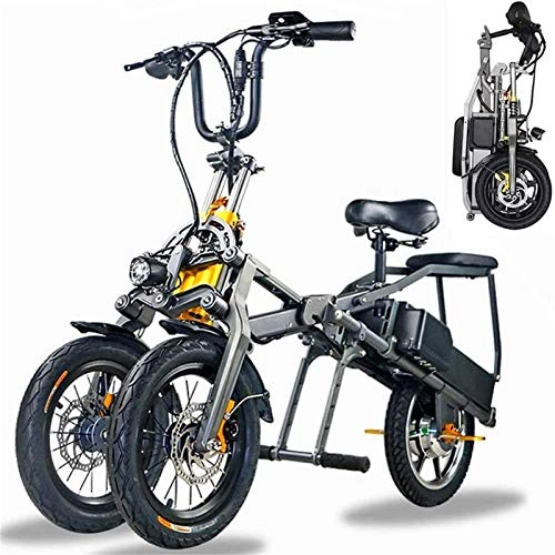 Electric Bike : ZJZ 3 Wheel Folding Electric Bike for Adults, 350W Removable Lithium Battery 48V Motor Travel Electric Bike City Electric Bicycle / Commute bike Outdoor Fitness