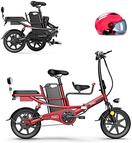 Electric Bike : ZJZ Bikes, 400W Folding Electric Bike for Adults, 14" Electric Bicycle / Commute bike, Removable Lithium Battery 48V 8AH / 11AH, Red, 11AH (Color : Red, Size : 11AH)