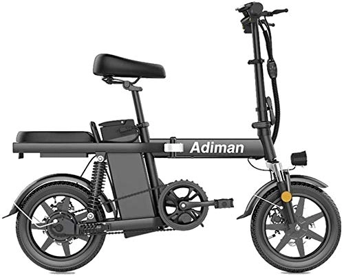Electric Bike : ZJZ Bikes, Fast Electric Bikes for Adults Electric Bicycles 14 Inches Portable Folding High Speed Motor Three Riding Modes with Removable 48V Lithium-Ion Battery